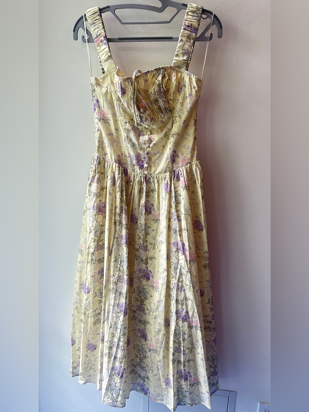 NWT. Mable, Yellow Floral Midi Dress 15” P2P Size S | 24